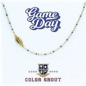 NWT The Game Day Team Colors Enamel Bead Necklace With Side Set Football In Roya